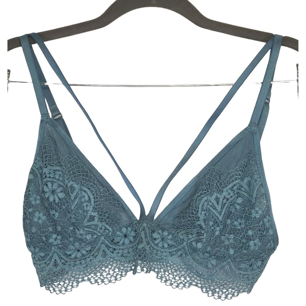 Victorias Secret Dark Teal Lacy Bralette Womens Size Large